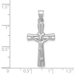 14K White Gold Reversible Crucifix Pendant