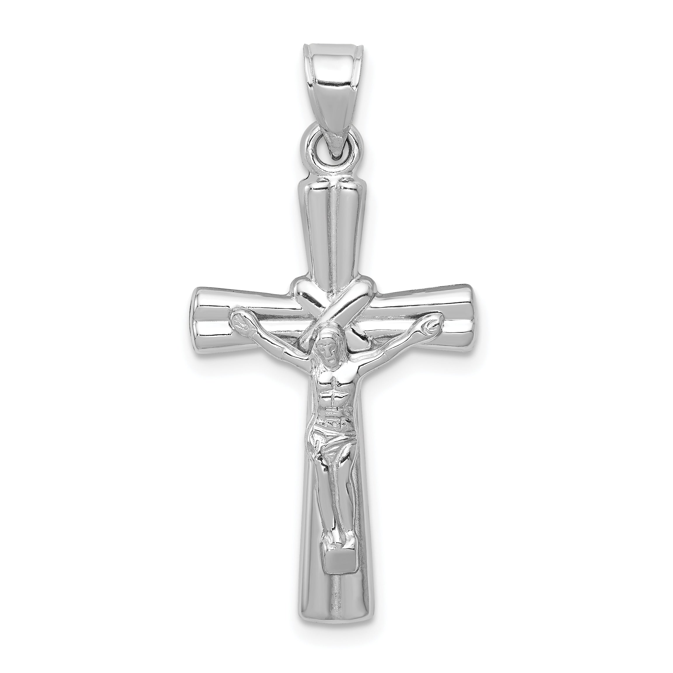 14K White Gold Reversible Crucifix Pendant