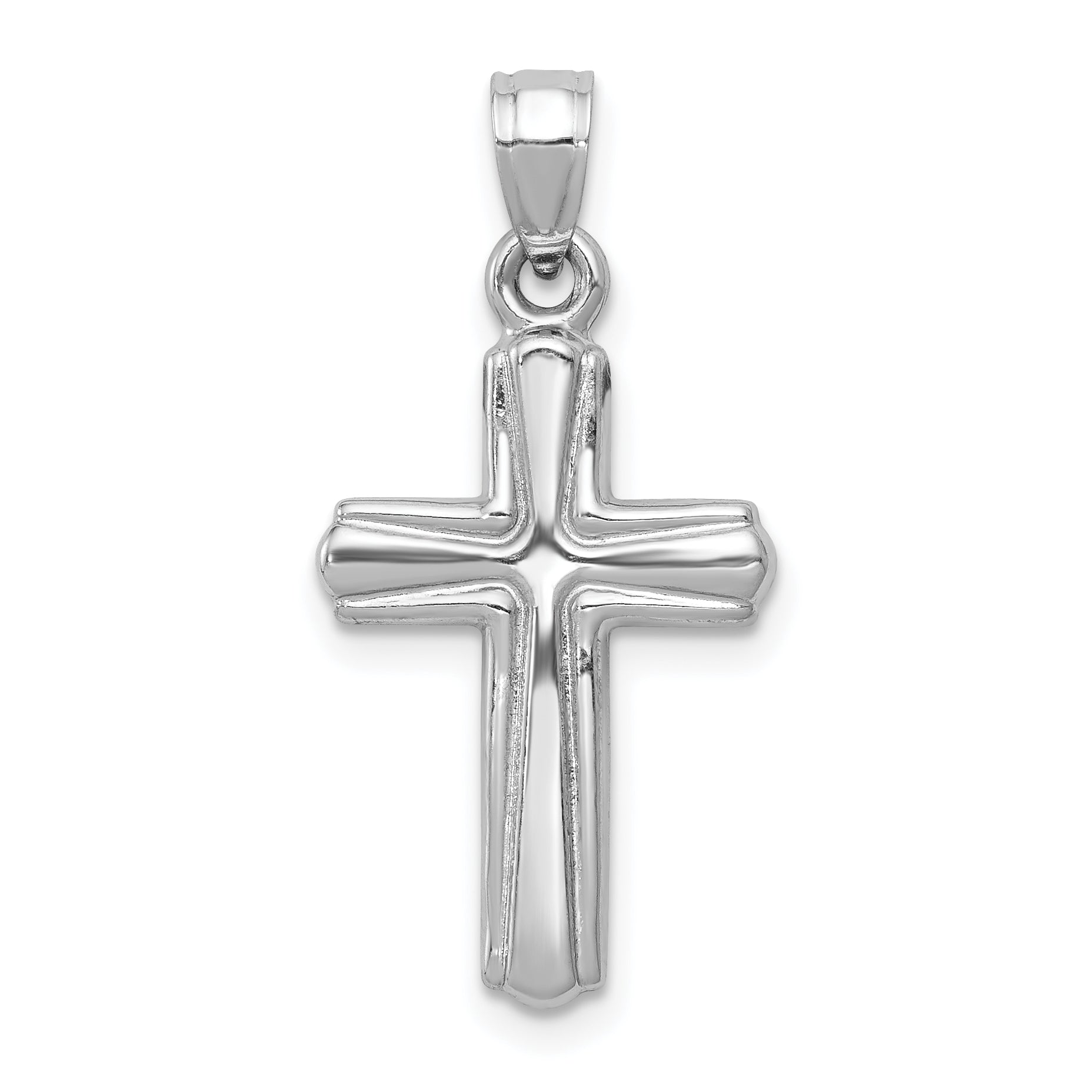 14K White Gold Reversible Crucifix Pendant with Polished Rhodium Finish  Versatile & Lightweight Elegance