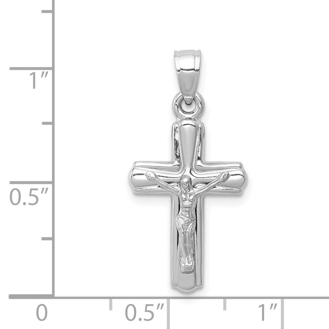 14K White Gold Reversible Crucifix Pendant with Polished Rhodium Finish  Versatile & Lightweight Elegance