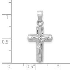 14K White Gold Reversible Crucifix Pendant with Polished Rhodium Finish  Versatile & Lightweight Elegance