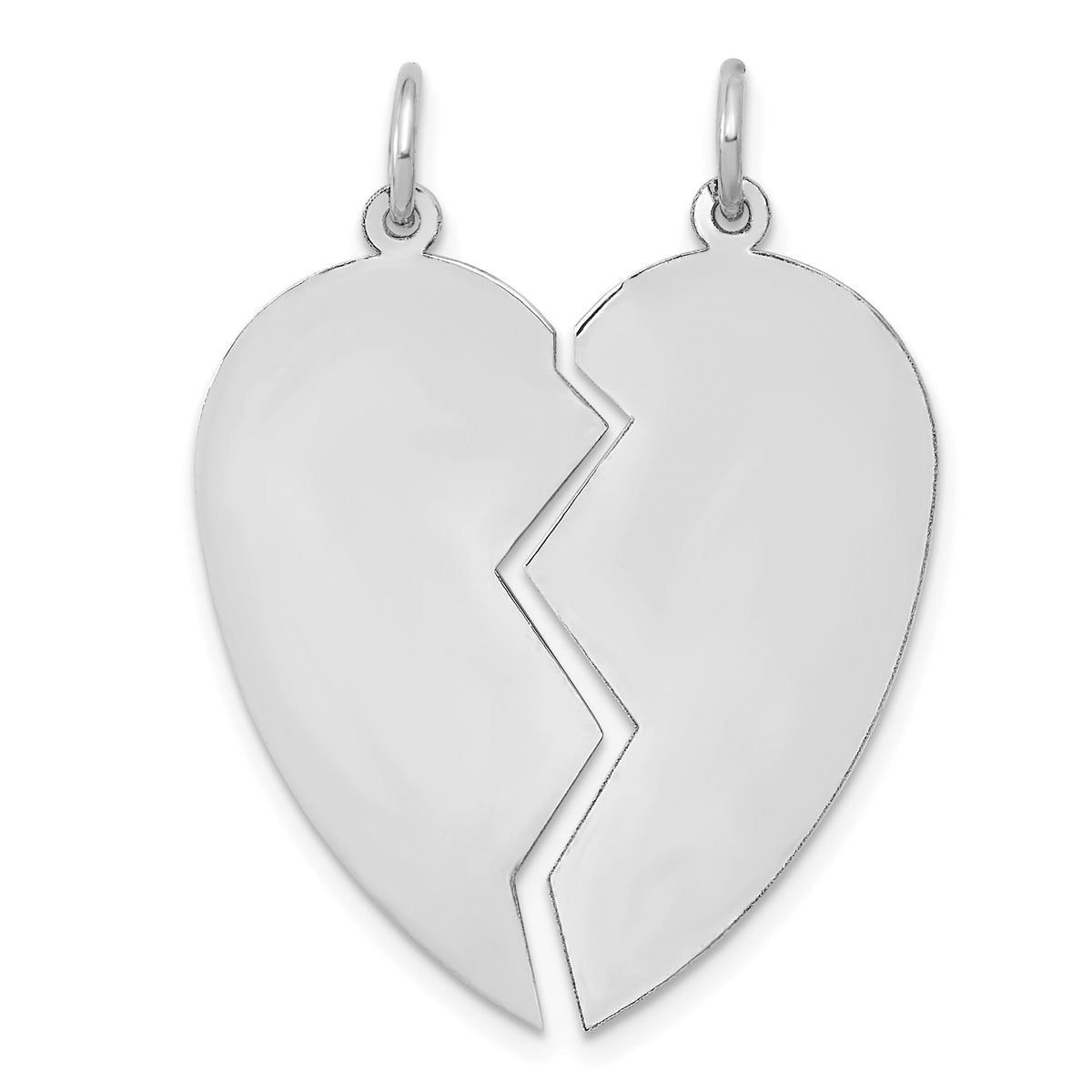 14K White 2 piece Heart Charm Set