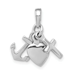 14K White Gold 3D Faith, Hope and Charity Charm