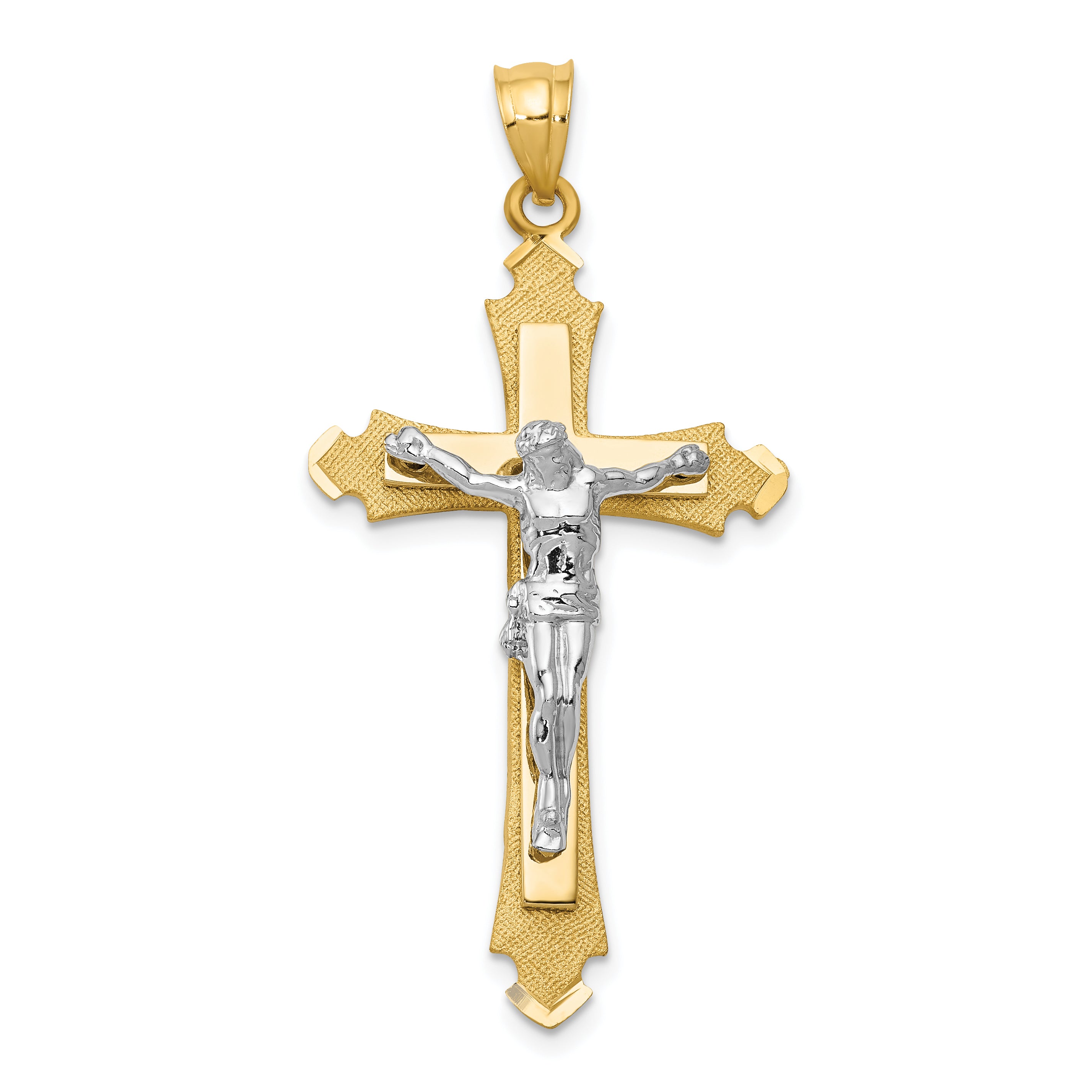 14k Two-tone Crucifix Pendant