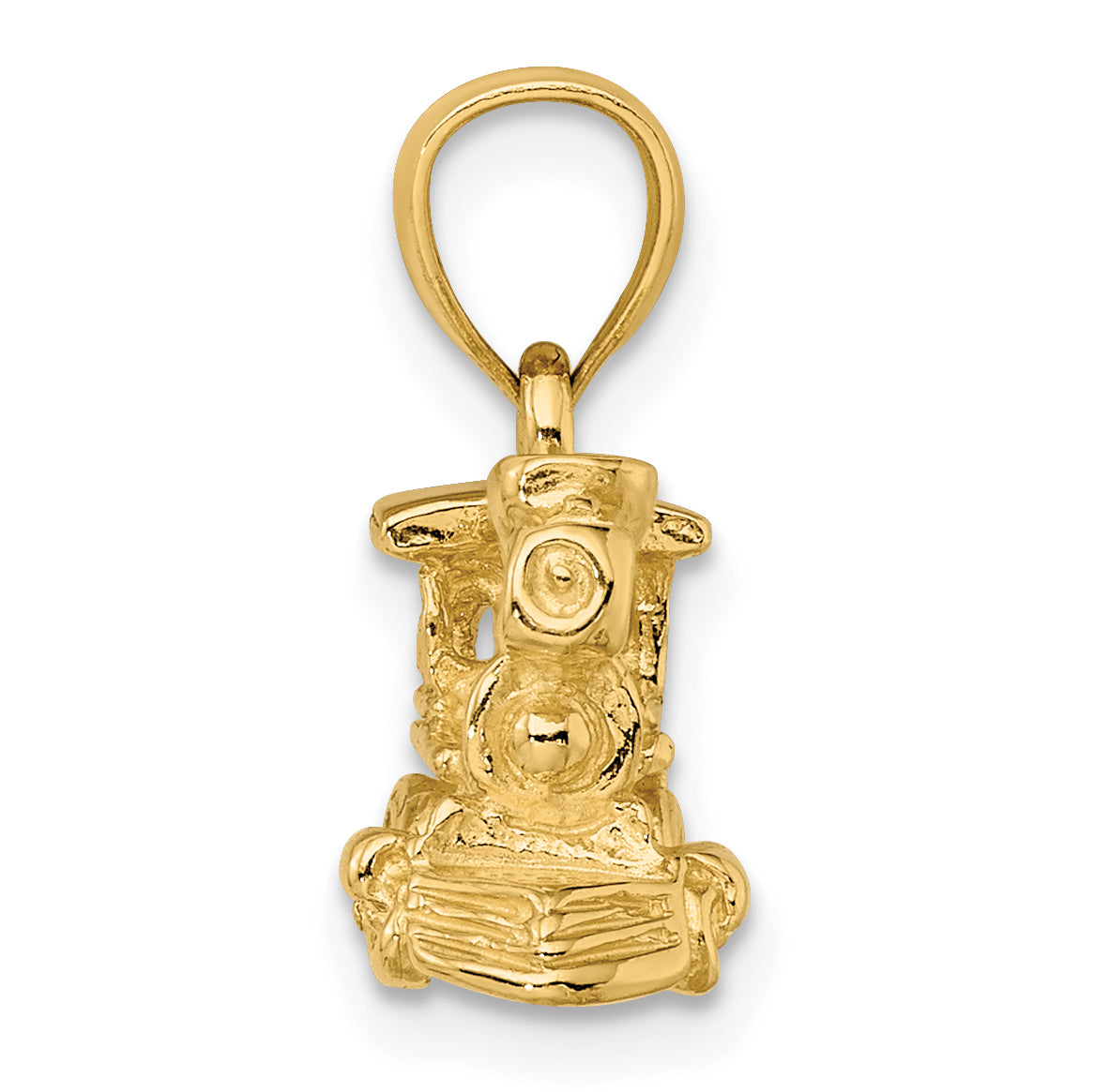 14K Gold 3D Locomotive Charm with Polished Finish  Timeless Adventure Tribute