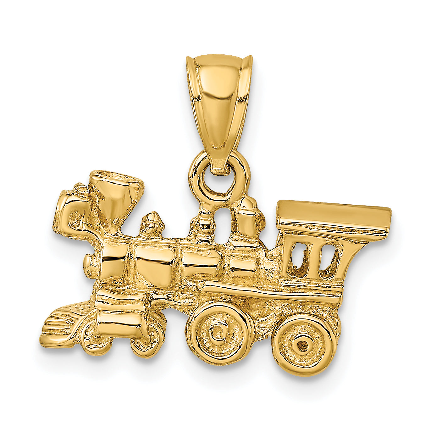 14K Gold 3D Locomotive Charm with Polished Finish  Timeless Adventure Tribute