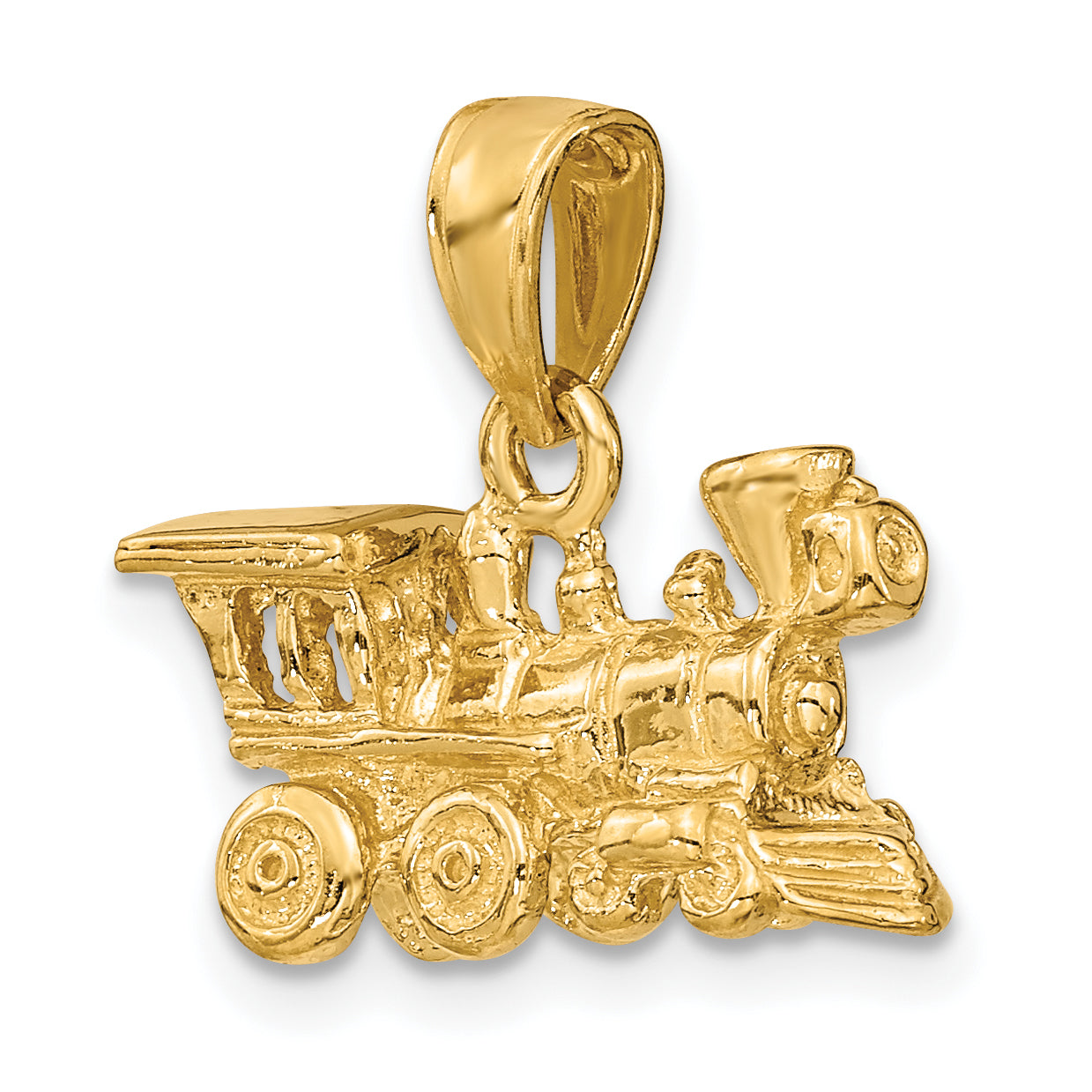 14K Gold 3D Locomotive Charm with Polished Finish  Timeless Adventure Tribute