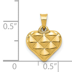 14K Gold 3D Heart Pendant with Polished Textured Finish  Lightweight, Elegant, Gift-Ready