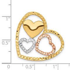 14K Two-Tone Gold Heart Chain Slide with Rhodium Accents & Polished Diamond-Cut Finish