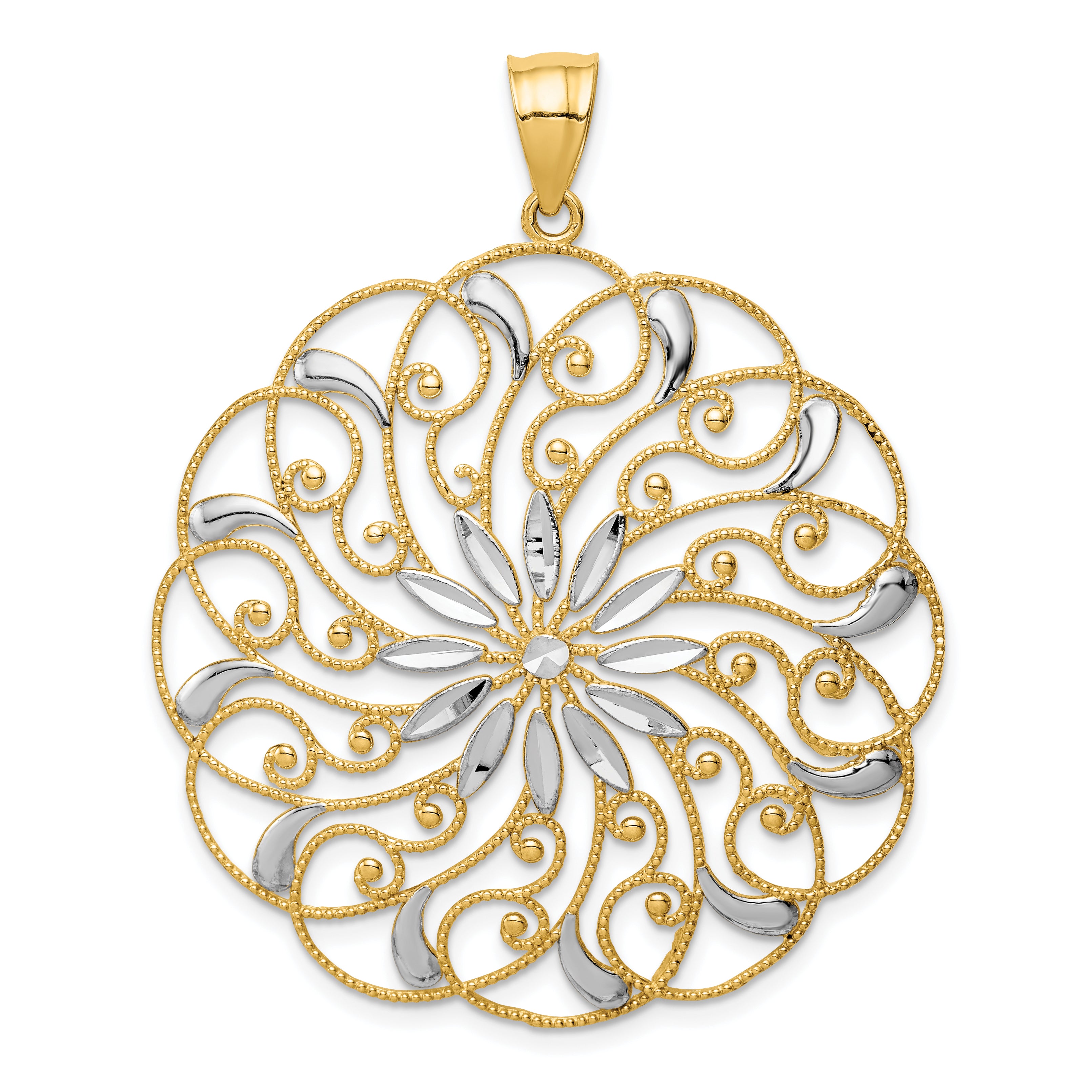 14k and White Rhodium Meridian Swirl Pendant