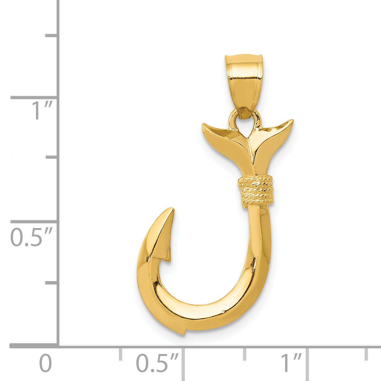 14K Gold 3D Whale Tail Hook Pendant for Men  Solid Cast Design