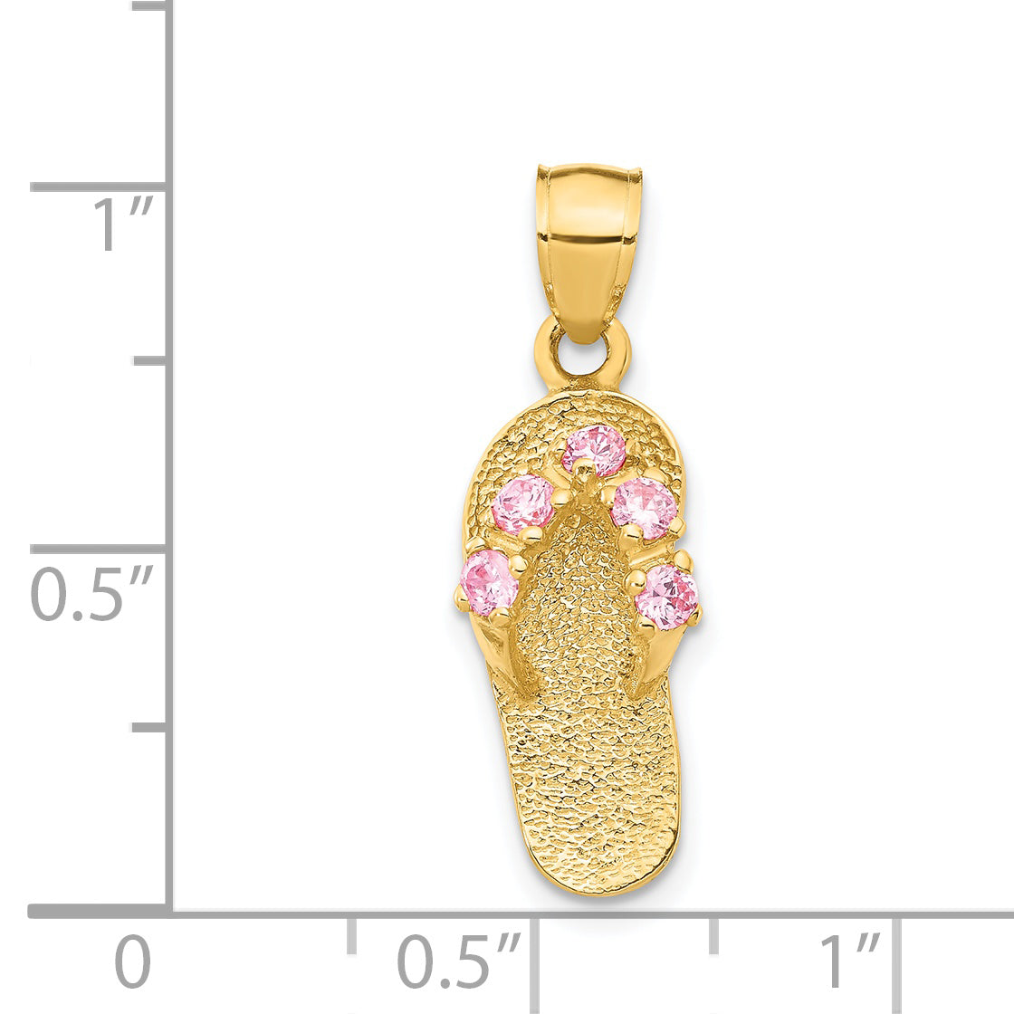 14K Gold October Birthstone Flip Flop Pendant with CZ Stone