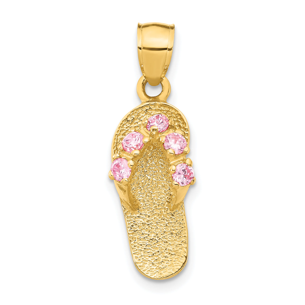 14k  3D October/CZ Birthstone Flip Flop Pendant