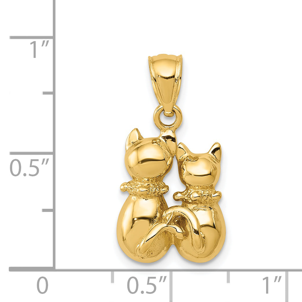 14K Gold Cat Pendant with Solid Cast Design  Elegant & Timeless Charm