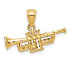 14K 3D Trumpet Pendant