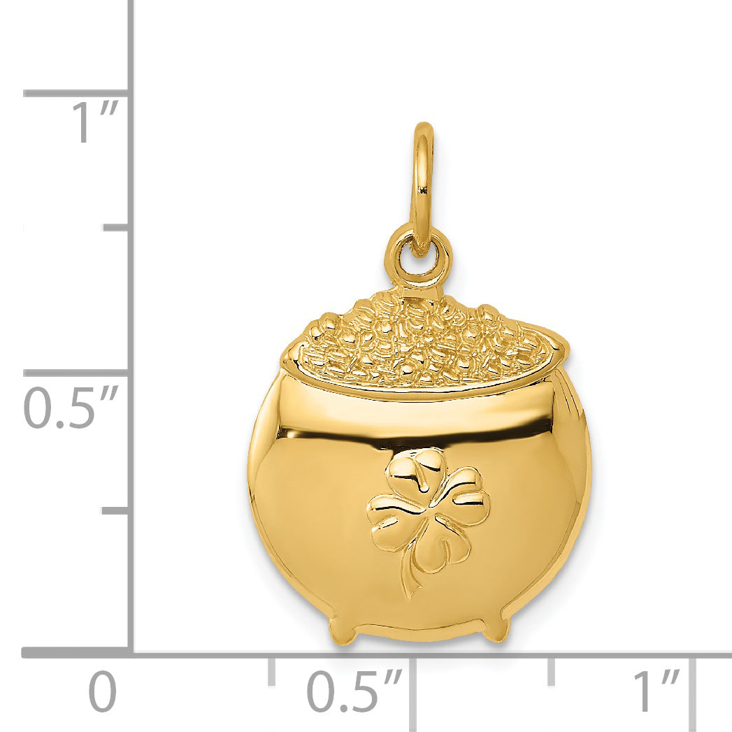 14K Gold Polished Pot of Gold Charm for Men Elegant Themed Pendant