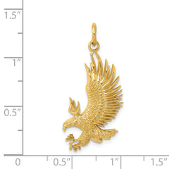 14K Gold Bald Eagle Charm for Men with Polished Textured Finish