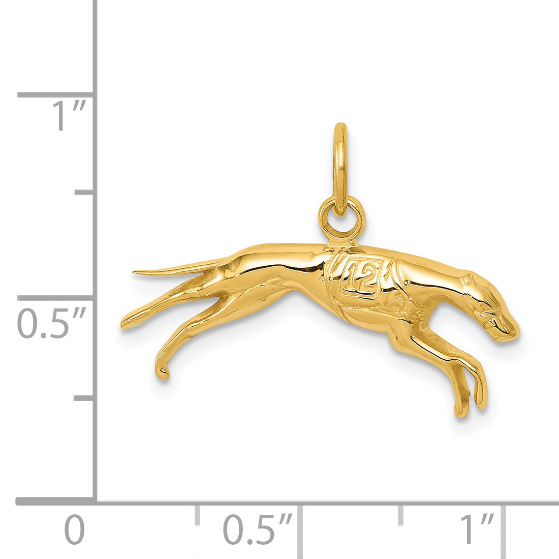 14K Gold Greyhound Charm with Polished Finish Elegant, Themed Design