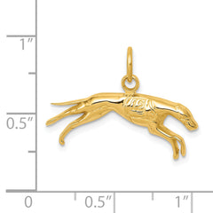 14K Gold Greyhound Charm with Polished Finish Elegant, Themed Design