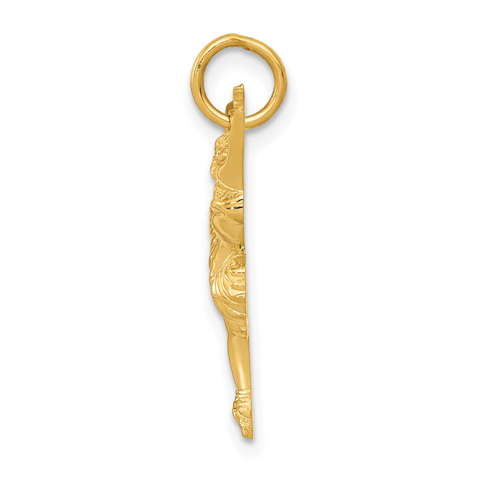 14K Gold Ballerina Charm with Polished Finish and Textured Details