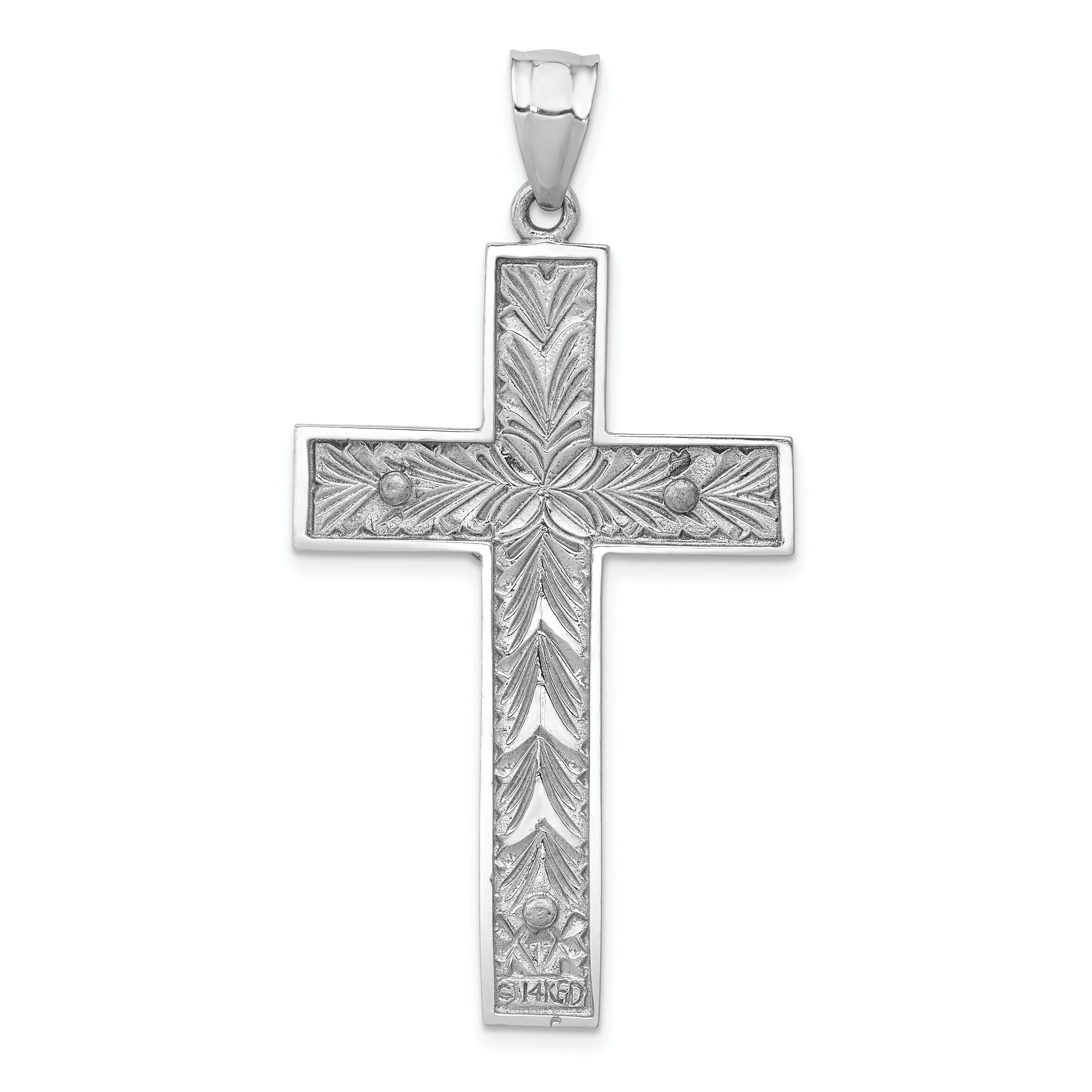 14K Two-Tone Gold Crucifix Pendant  Solid Cast, Elegant 51mm Design