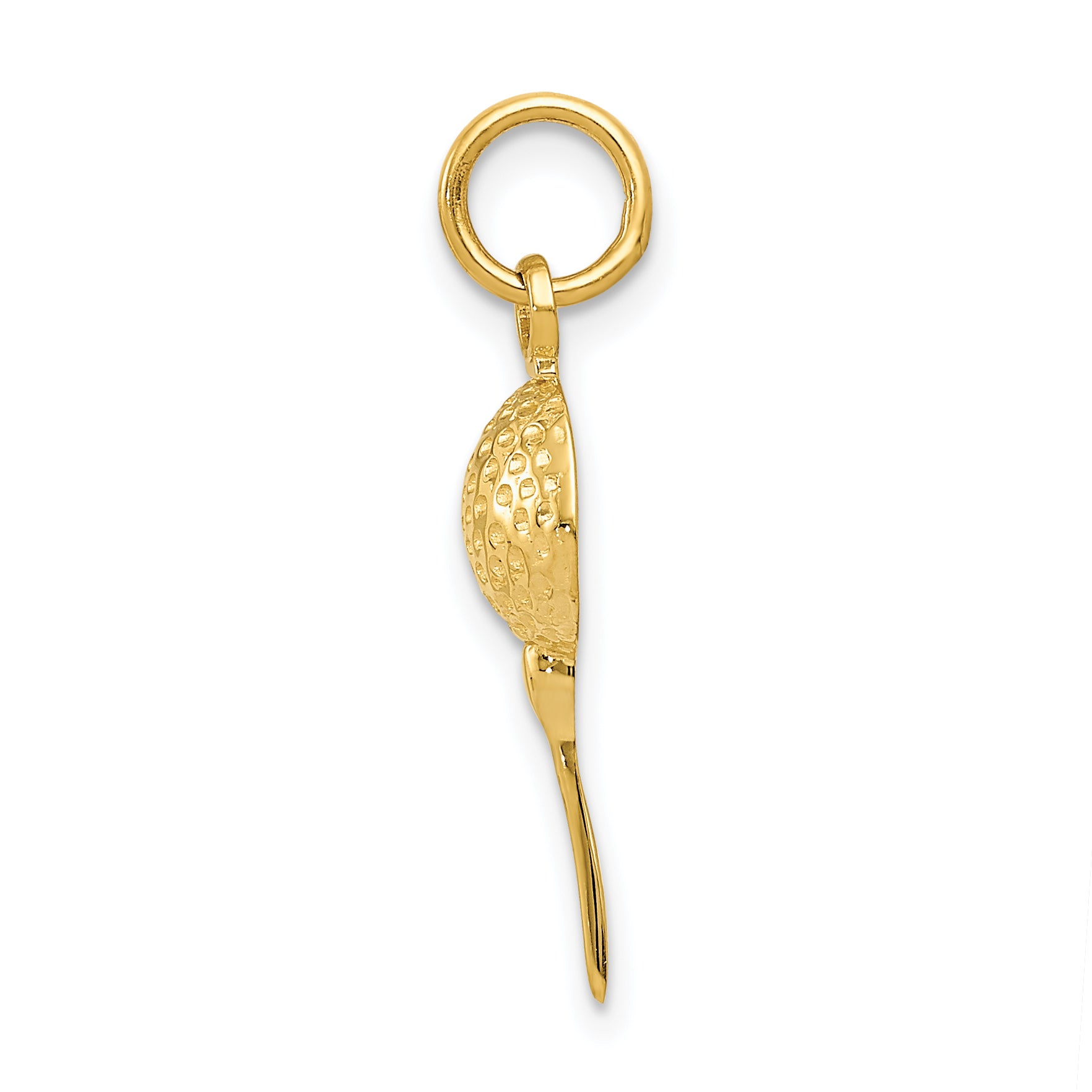 14K Gold Polished Golf Ball Charm with Textured Finish Elegant and Themed