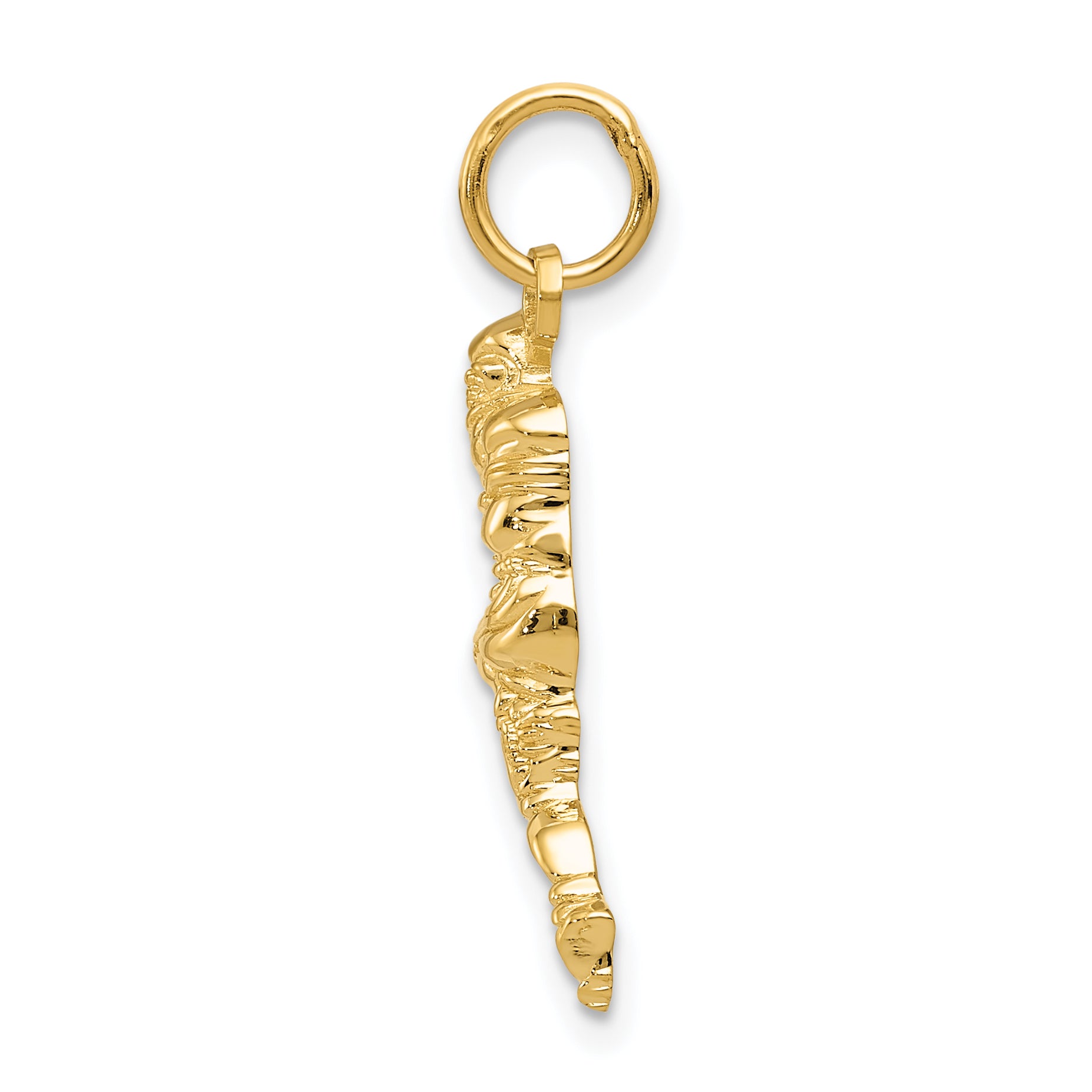 14K Gold Football Player Charm with Polished Finish and Textured Detail