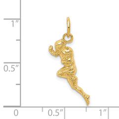 14K Gold Football Player Charm with Polished Finish and Textured Detail