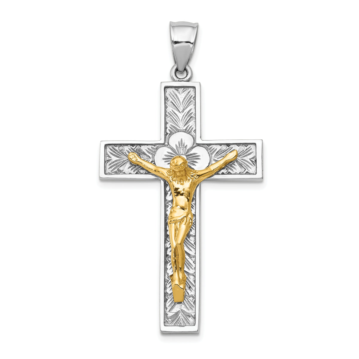 14k Two-tone Crucifix Pendant