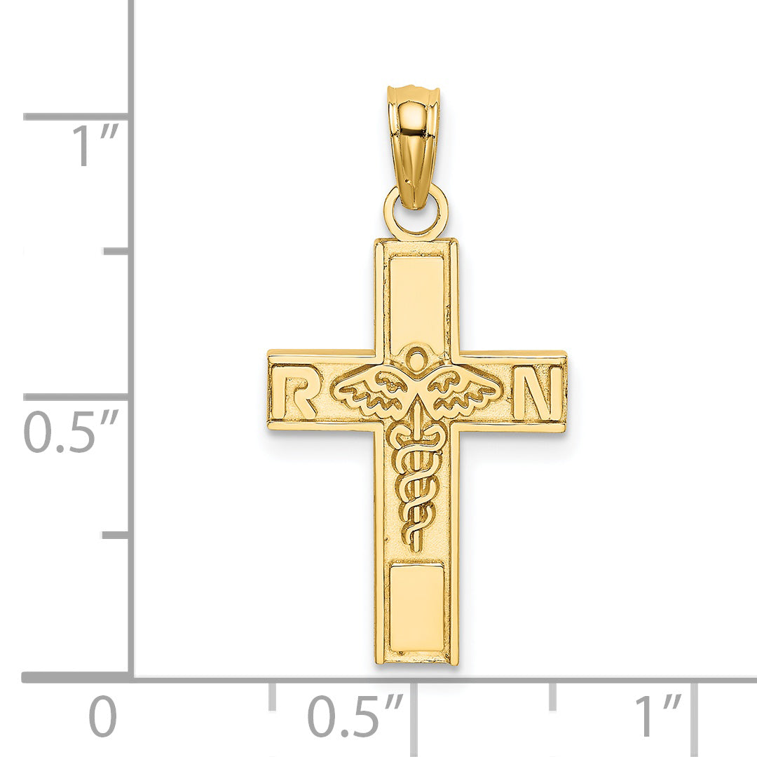 14K RN  Caduceus Cross Charm