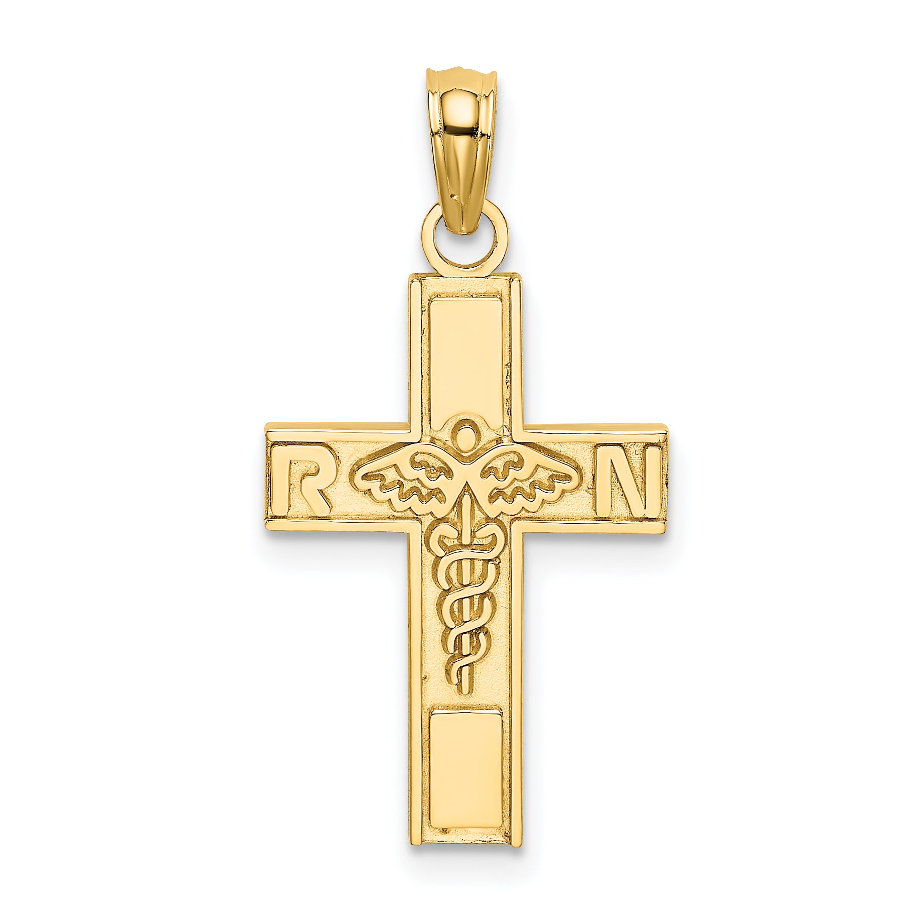 14K RN  Caduceus Cross Charm