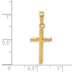 14K Gold Polished Cross Pendant with Solid Cast Design