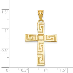 14K Greek Key Cross Pendant