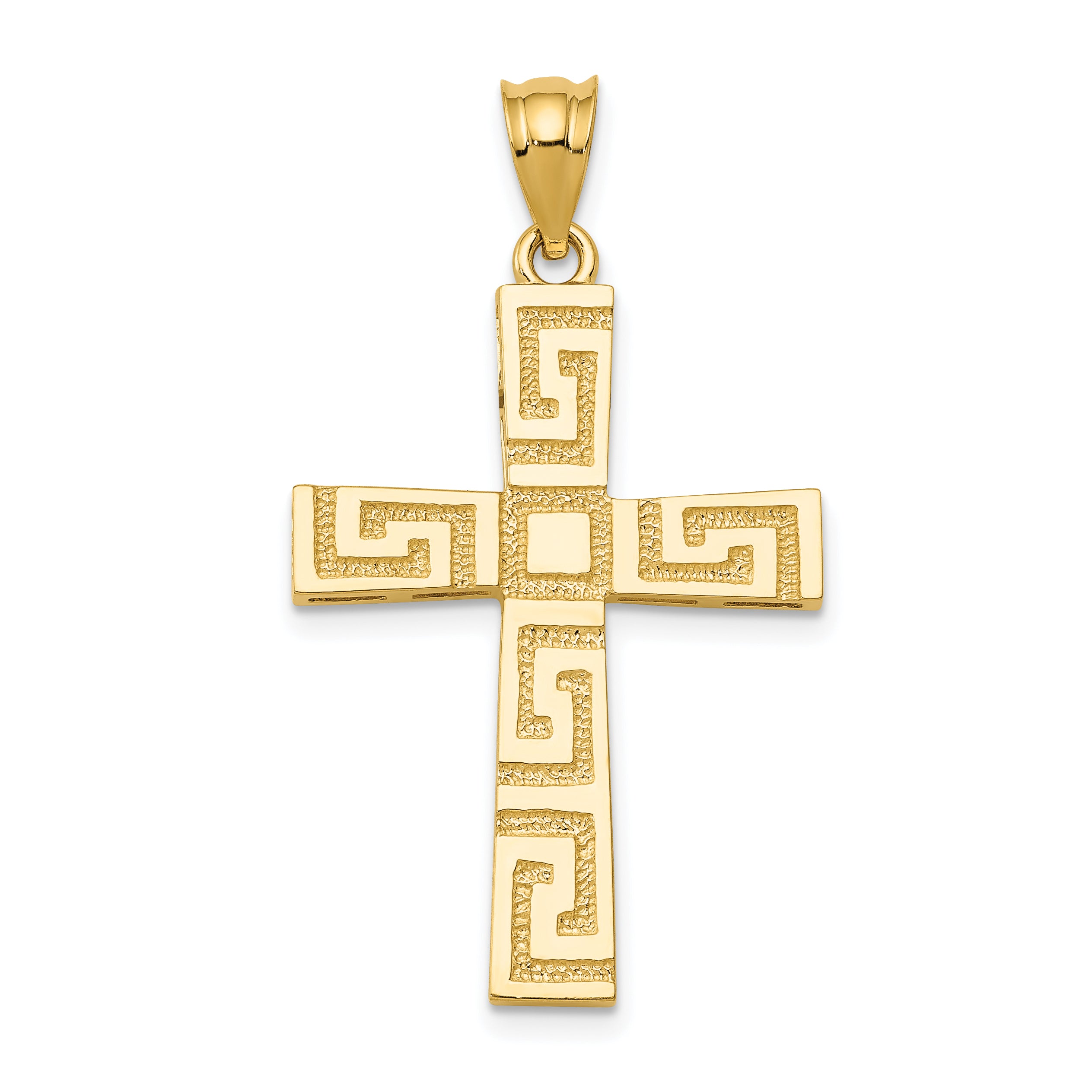 14K Greek Key Cross Pendant