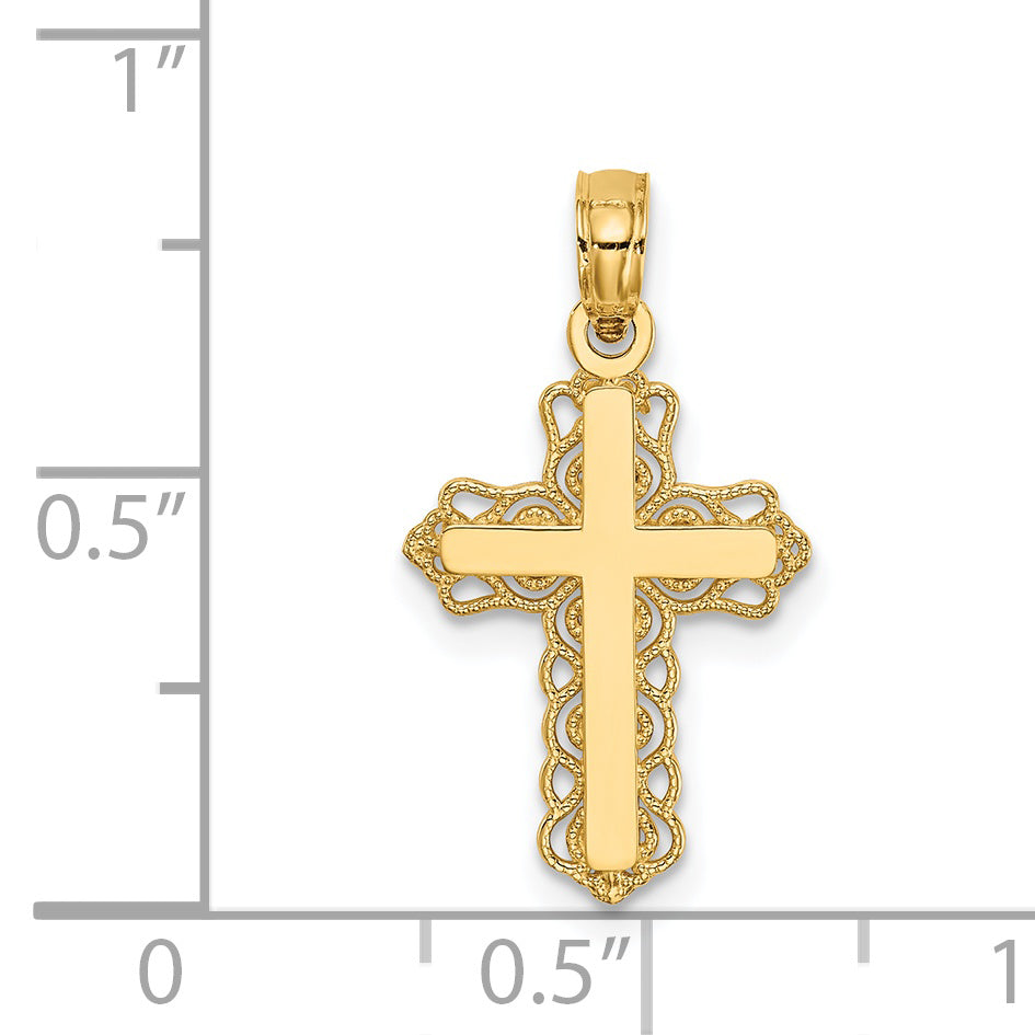 14k Budded Cross Charm