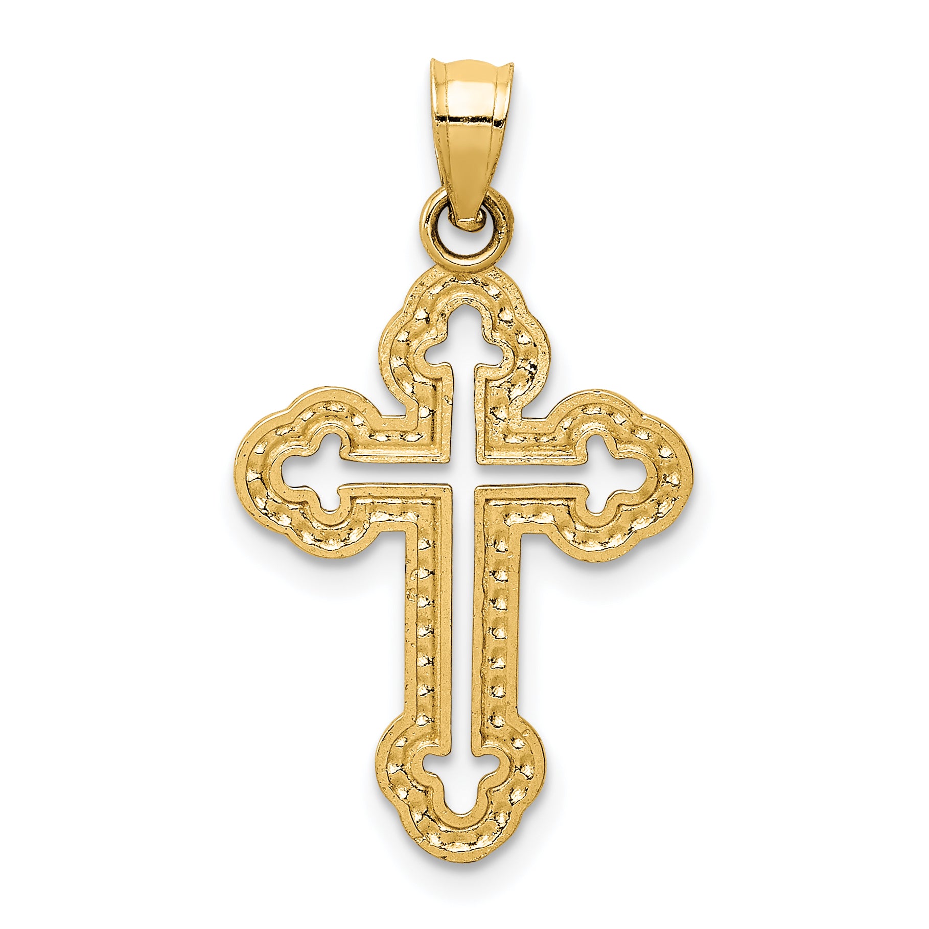 14k Cut-out Budded Cross Charm