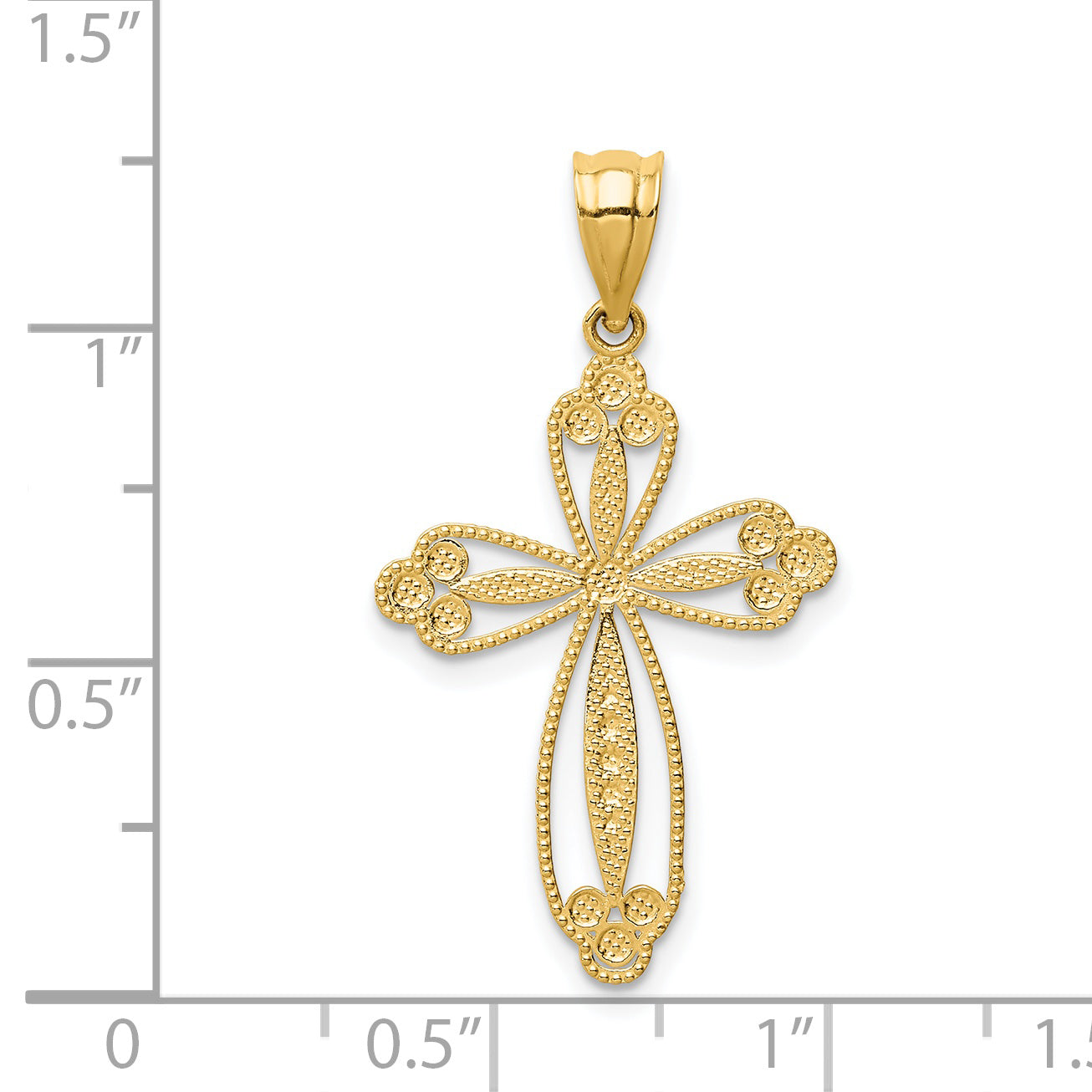 14K Budded Cross Pendant