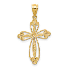 14K Budded Cross Pendant