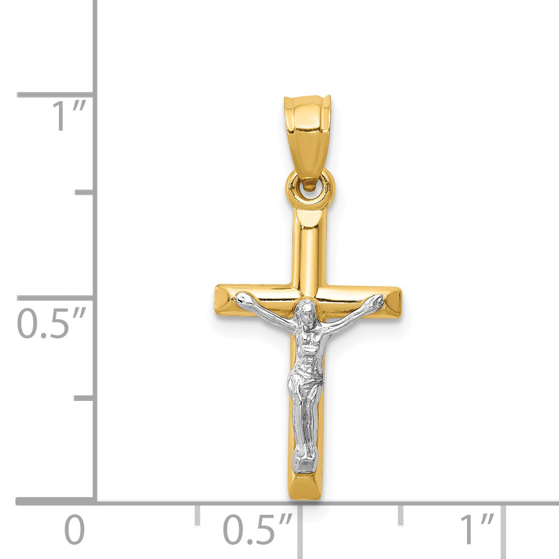 14K Two-Tone Gold Crucifix Charm with Polished Finish  Elegant Design