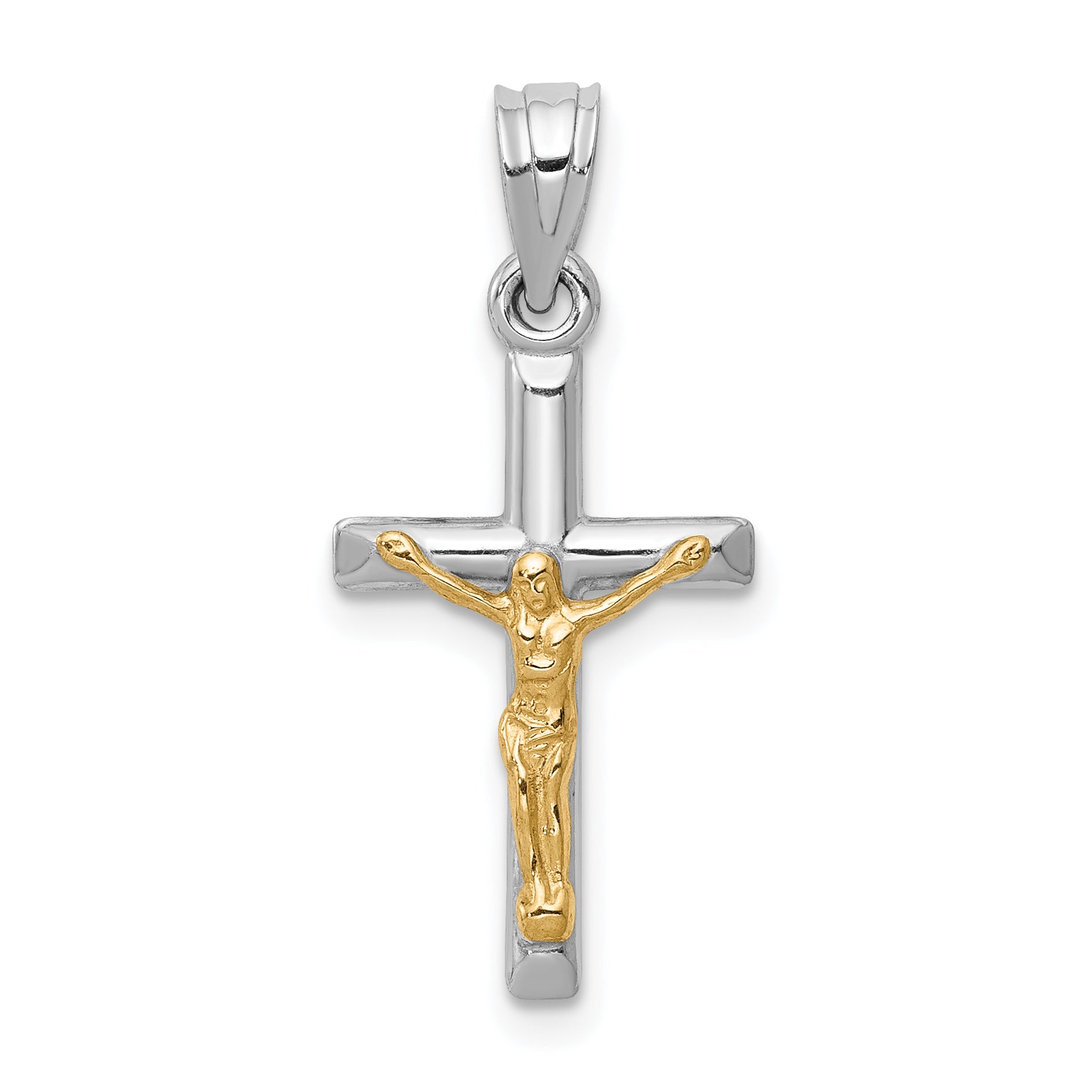 14k Two-tone Hollow Crucifix Charm