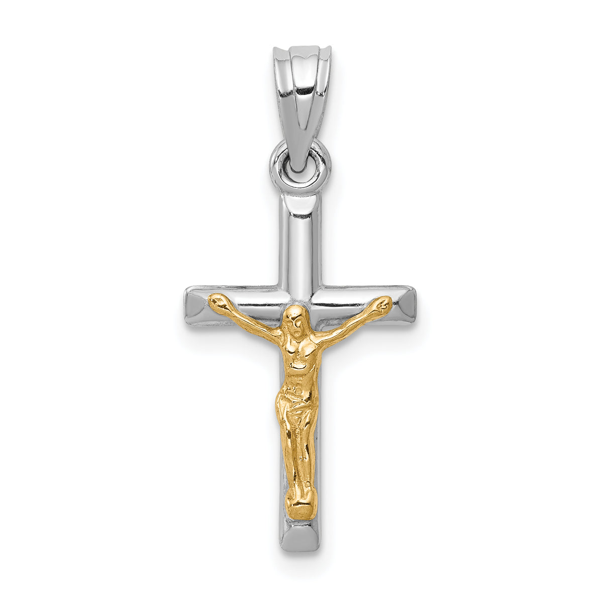 14k Two-tone Hollow Crucifix Charm