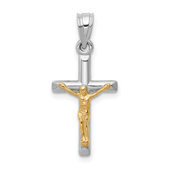 14k Two-tone Hollow Crucifix Charm