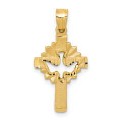 14k Dove Cross Charm