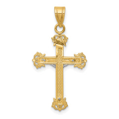 14K Two-Tone Gold Crucifix Pendant with Diamond-Cut Detailing  Elegant and Timeless