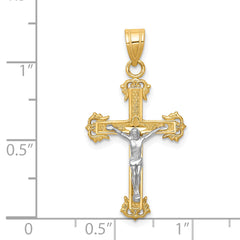 14K Two-tone Diamond-cut Crucifix Pendant