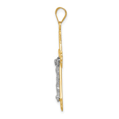 14K Two-tone Diamond-cut Crucifix Pendant