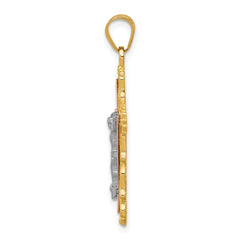 14K Tri-color Diamond-cut Crucifix Pendant