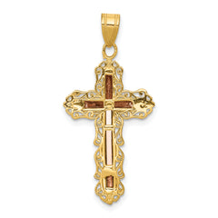 14K Tri-color Diamond-cut Crucifix Pendant