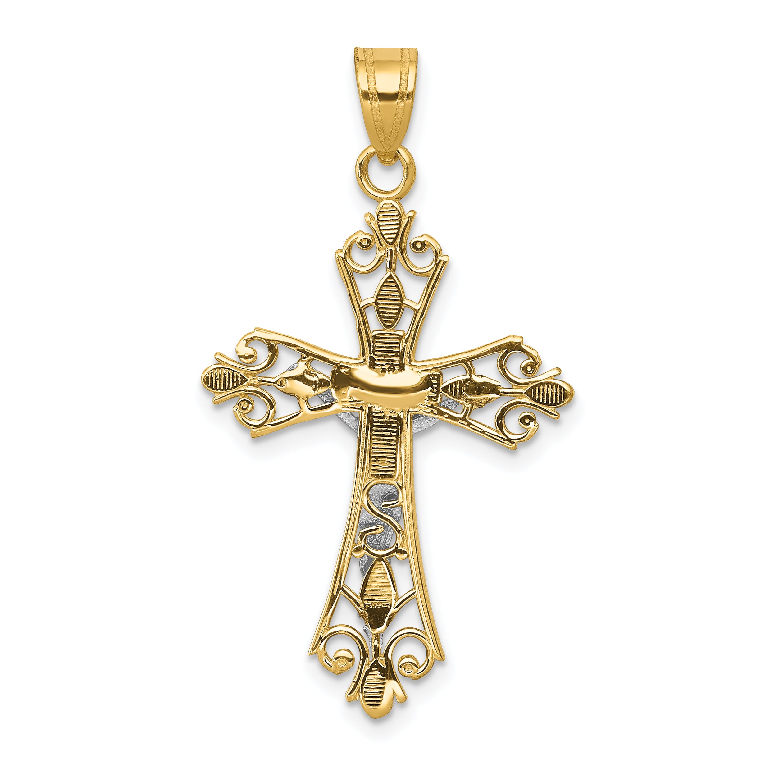 14K Two-Tone Gold Pendant with Elegant 35mm Themed Design