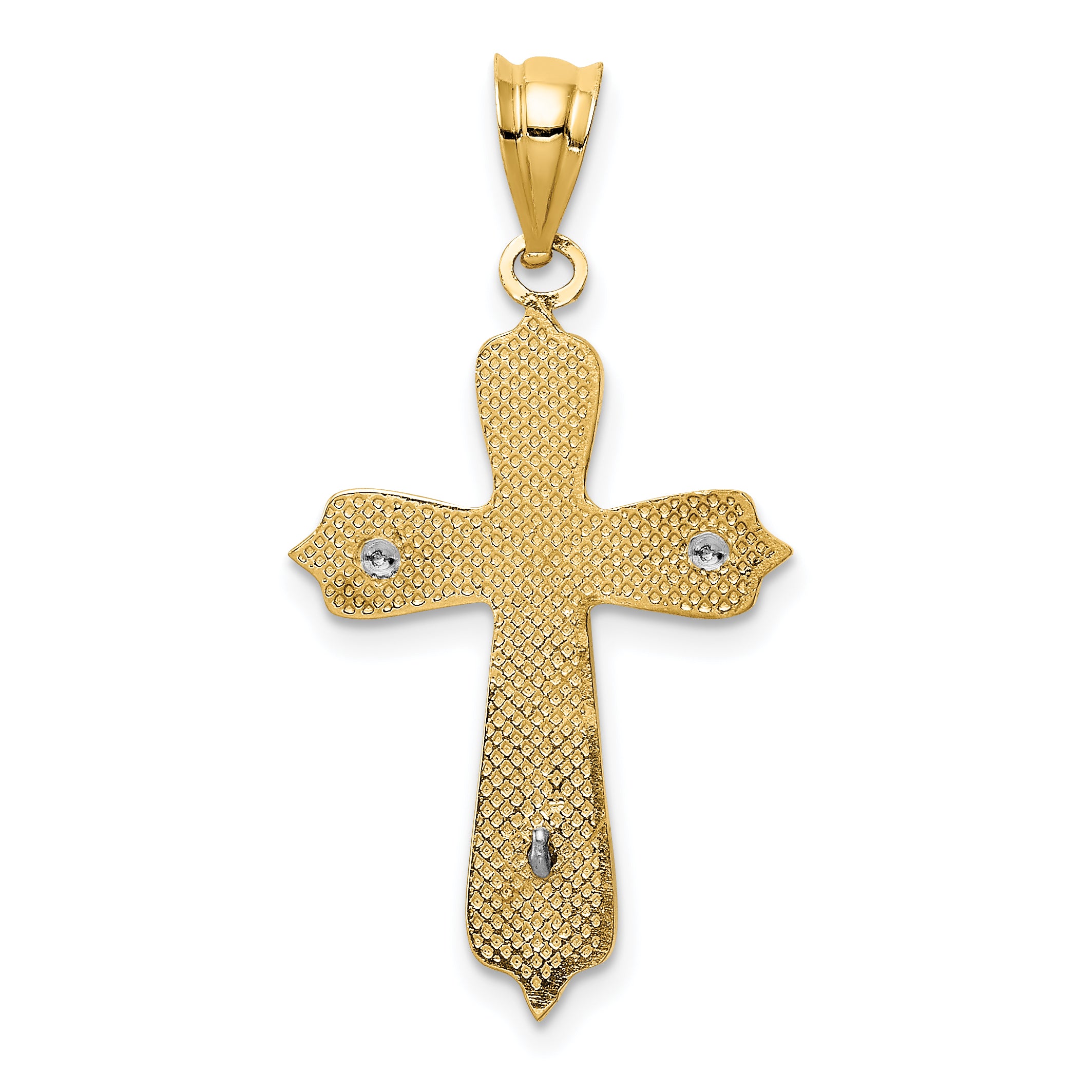 14K Two-Tone Gold Crucifix Pendant with Polished Finish and Solid Design